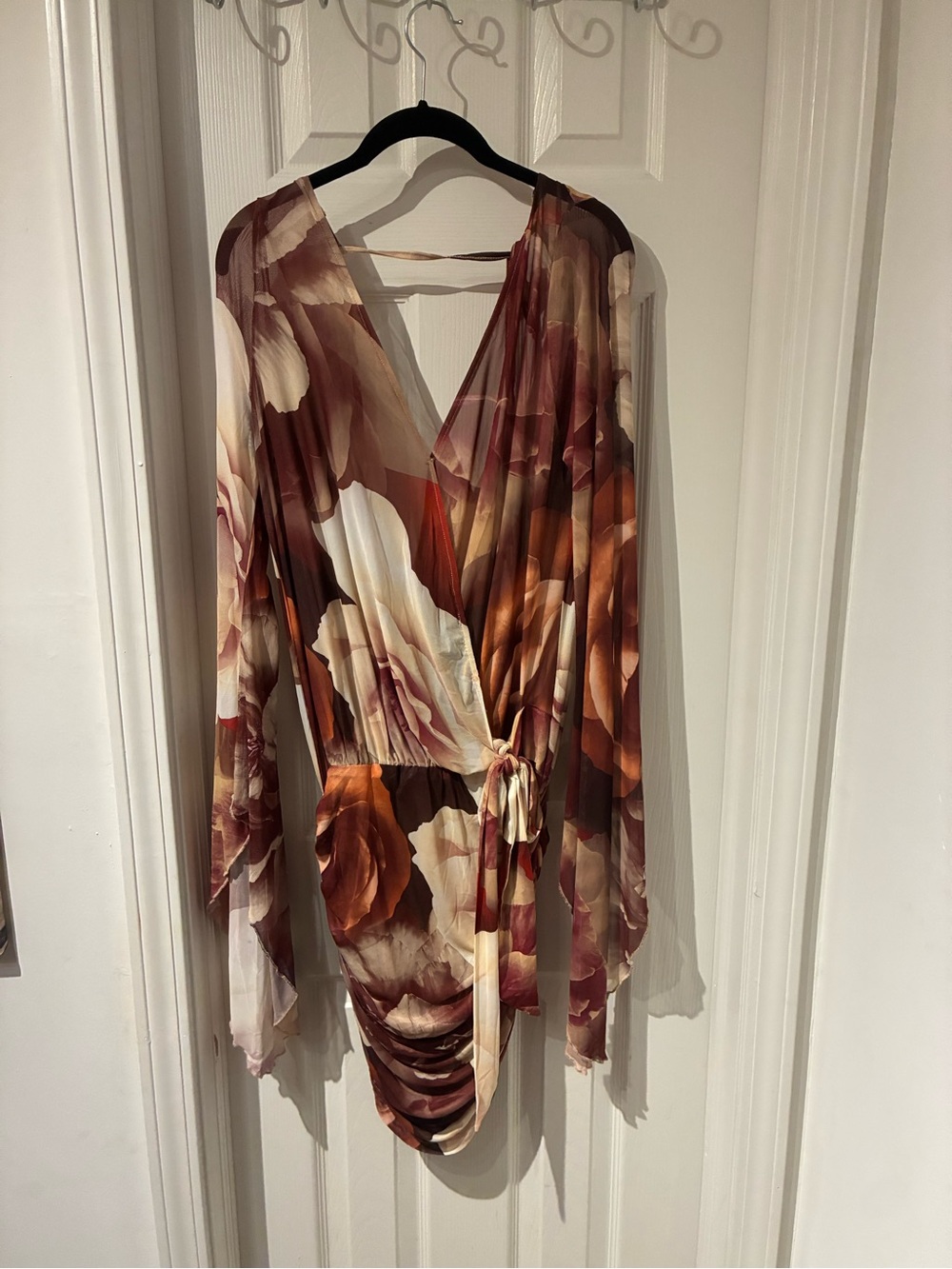 Fashion Nova Brown Tan Cream Floral Mini Dress